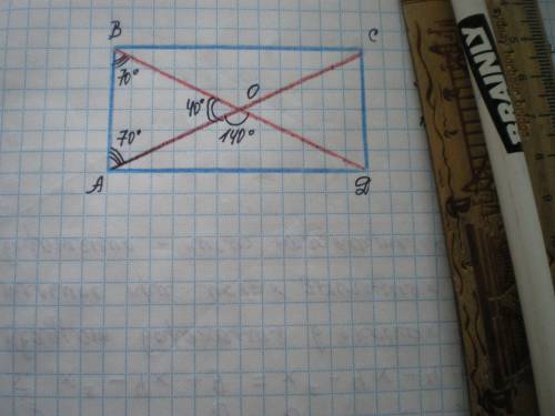 Диагонали параллелограмма авсд пересекаются в точке о и равны между собой.угол аод равен 140 градусо