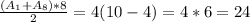 \frac{(A_ {1}+A _{8} )*8}{2} = 4( 10-4)=4*6=24