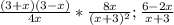 \frac{(3+x)(3-x)}{4x} * \frac{8x}{(x+3)^{2}} ;&#10; \frac{6-2x}{x+3}