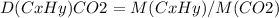 D (CxHy)CO2 = M(CxHy)/M(CO2)