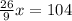 \frac{26}{9}x=104