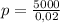 p = \frac{5000}{0,02}