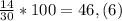 \frac{14}{30} *100=46,(6)