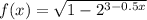 f(x) = \sqrt{ 1 - 2^{ 3 - 0.5x } }