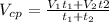 V_c_p= \frac{V_1t_1+V_2t2}{t_1+t_2}