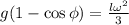 g ( 1 - \cos{ \phi } ) = \frac{ l \omega^2 }{3}