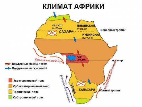 Назовите климатические пояса африки в порядке их смены с севера на юг!