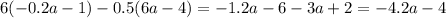 6(-0.2a-1)-0.5(6a-4)=-1.2a-6-3a+2=-4.2a-4