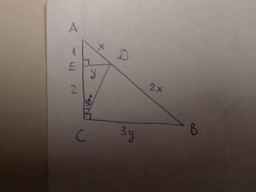 Впрямоугольном треугольнике меньший катет равен 3. прямая, проведенная через вершину прямого угла по