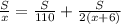 \frac{S}{x} = \frac{S}{110}+ \frac{S}{2(x+6)}