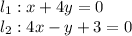 l_1:x+4y=0\\l_2:4x-y+3=0