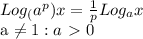 Log_({a^p})x= \frac{1}{p}Log_ax&#10;&#10;a \neq 1: a\ \textgreater \ 0