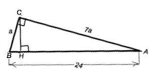 Втреугольнике abc угол с=90, сh- высота ab=24 ,tga= 1/7. найти bh