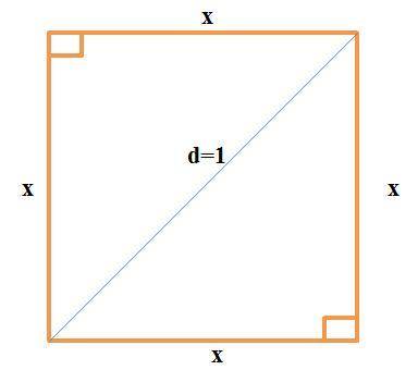 Найдите площадь квадрата, если его диагональ равна 1.