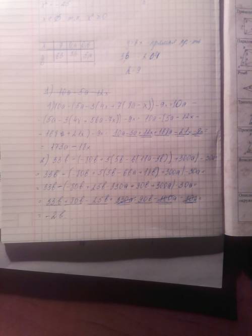 Раскройте скобки и выражение 1) 10а-(5а-3(4х+7(8а-= 2) +5(5в-6(11а-3в))+300а)-30а=