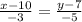 \frac{x-10}{-3} = \frac{y-7}{-5}