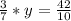 \frac{3}{7}*y= \frac{42}{10}