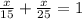 \frac{x}{15} + \frac{x}{25} = 1