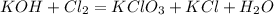 KOH + Cl_2 = KClO_3 + KCl + H_2O