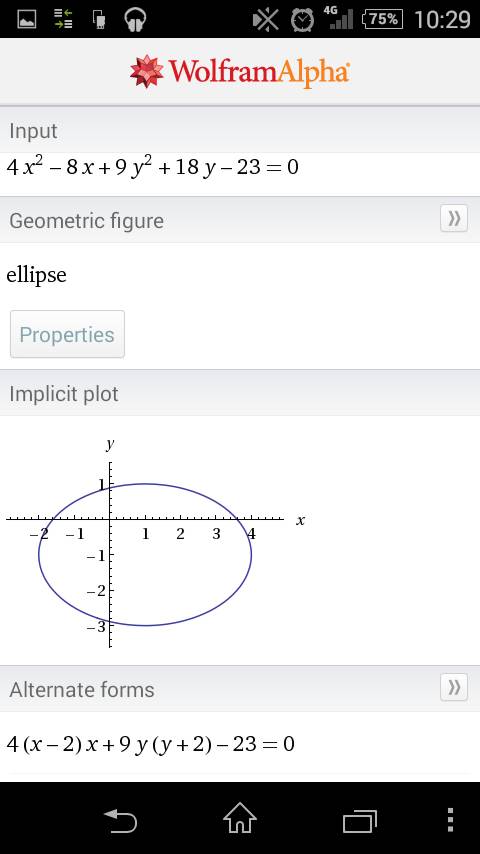 4x^2-8x+9y^2+18y-23=0 определить вид кривой.выписать кононическое уравнение кривой.построить кривую