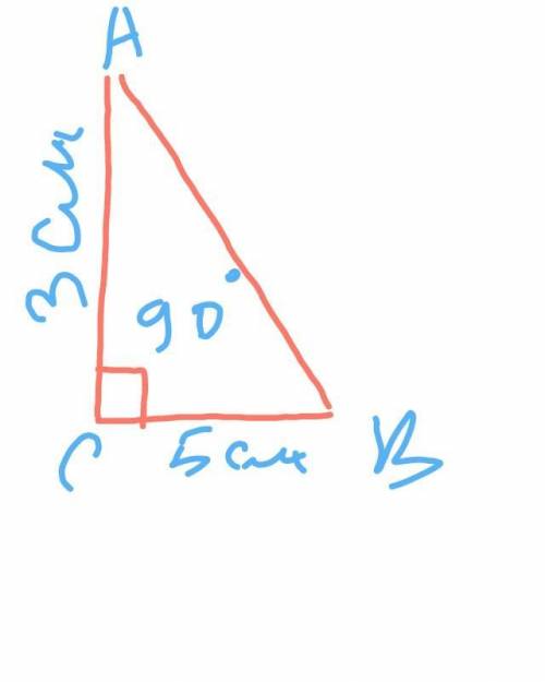 Втреугольнике abc угол c равен 90° bc=5см, ac=3см. найдите ba.