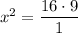 x ^{2} = \dfrac{16 \cdot 9}{1}