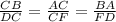 \frac{CB}{DC} = \frac{AC}{CF}= \frac{BA}{FD}