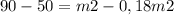 90-50=m2-0,18m2