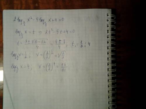 2log2/3 x² - 9log2/3 x + 4 = 0 (основания 2/3)