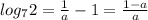 log_7 2=\frac{1}{a}-1=\frac{1-a}{a}