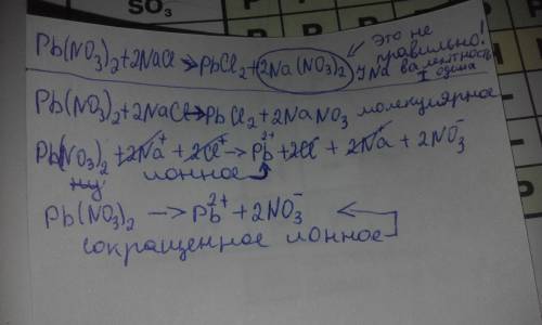 Pb(no3)2+nacl=pbcl+na(no3)2 ур-ние в молекулярном,ионном и сокращенном ионном виде