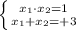 \left \{ {{x_1\cdot x_2=1} \atop {x_1+x_2=+3}} \right.