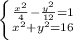 \left \{ {{\frac{x^2}{4}- \frac{y^2}{12}=1 } \atop {x^2+y^2=16}}