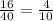 \frac{16}{40} = \frac{4}{10}