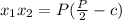 x_1 x_2 = P ( \frac{P}{2} - c )