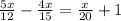 \frac{5x}{12} - \frac{4x}{15} = \frac{x}{20} +1