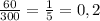 \frac{60}{300}= \frac{1}{5}=0,2