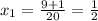 x_{1} = \frac{9+1}{20} = \frac{1}{2}