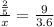 \frac{ \frac{2}{5} }{x} = \frac{9}{3.6}