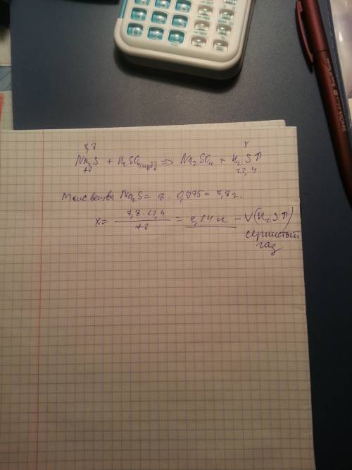 На сульфид натрия массой 8 г, содержащий 2,5% примесей, подействовали избытком раствора серной кисло