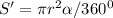 S'= \pi r^2 \alpha /360^0