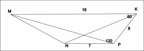 Угол р при основании np трапеции mnpk равен 120 градусов. np = 7 дм, pk = 8 дм, mk=16 дм. вычислите