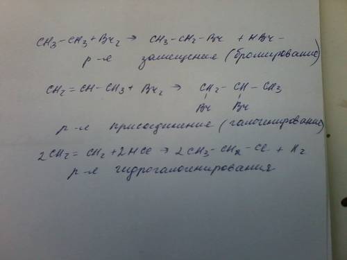 Закончите уравнение реакции , назавите полученные вещества, укажите тип реакции 1) c2h6+br2=)ch2=ch-