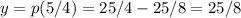 y=p(5/4)=25/4-25/8=25/8