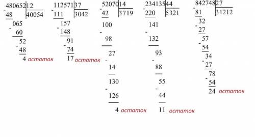 Выполни деление с остатком решите столбиком ! примеры! 480652: 12, 112 571: 37 , 52 070: 14, 234 135