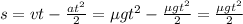 s=vt- \frac{at^{2}}{2} =\mu gt^{2}- \frac{\mu gt^{2}}{2}= \frac{\mu gt^{2}}{2}