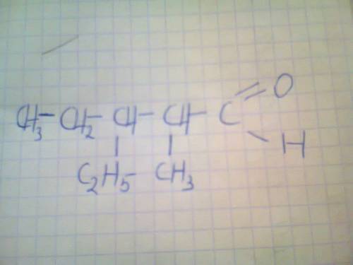 Напишите, , структурную формулу вещества: 2-метил-3-этилпентаналь