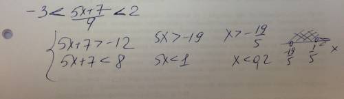 Решительно неравенства -3 меньше 5x+7\4 меньше 2