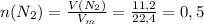 n(N_2)= \frac{V(N_2)}{V_m}= \frac{11,2}{22,4}=0,5