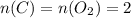 n(C)=n(O_2)=2